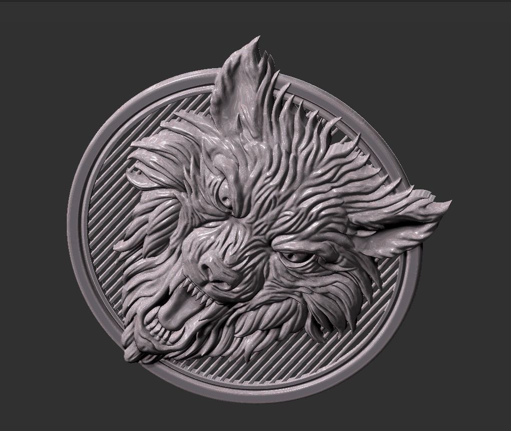 wolf head 3D print model_6