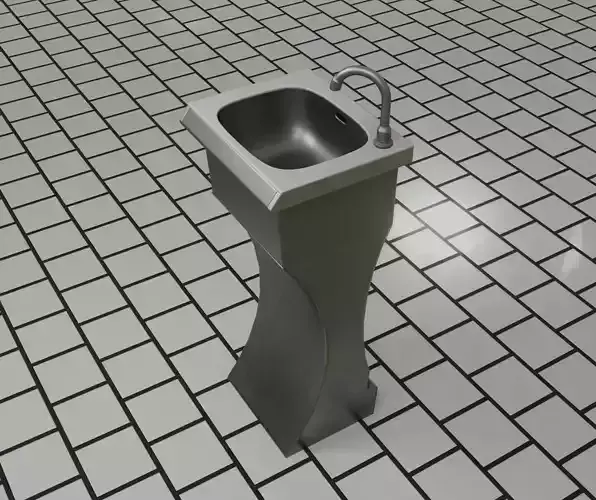 Public Metal Sink - 13 - Futuristic Low-poly 3D model