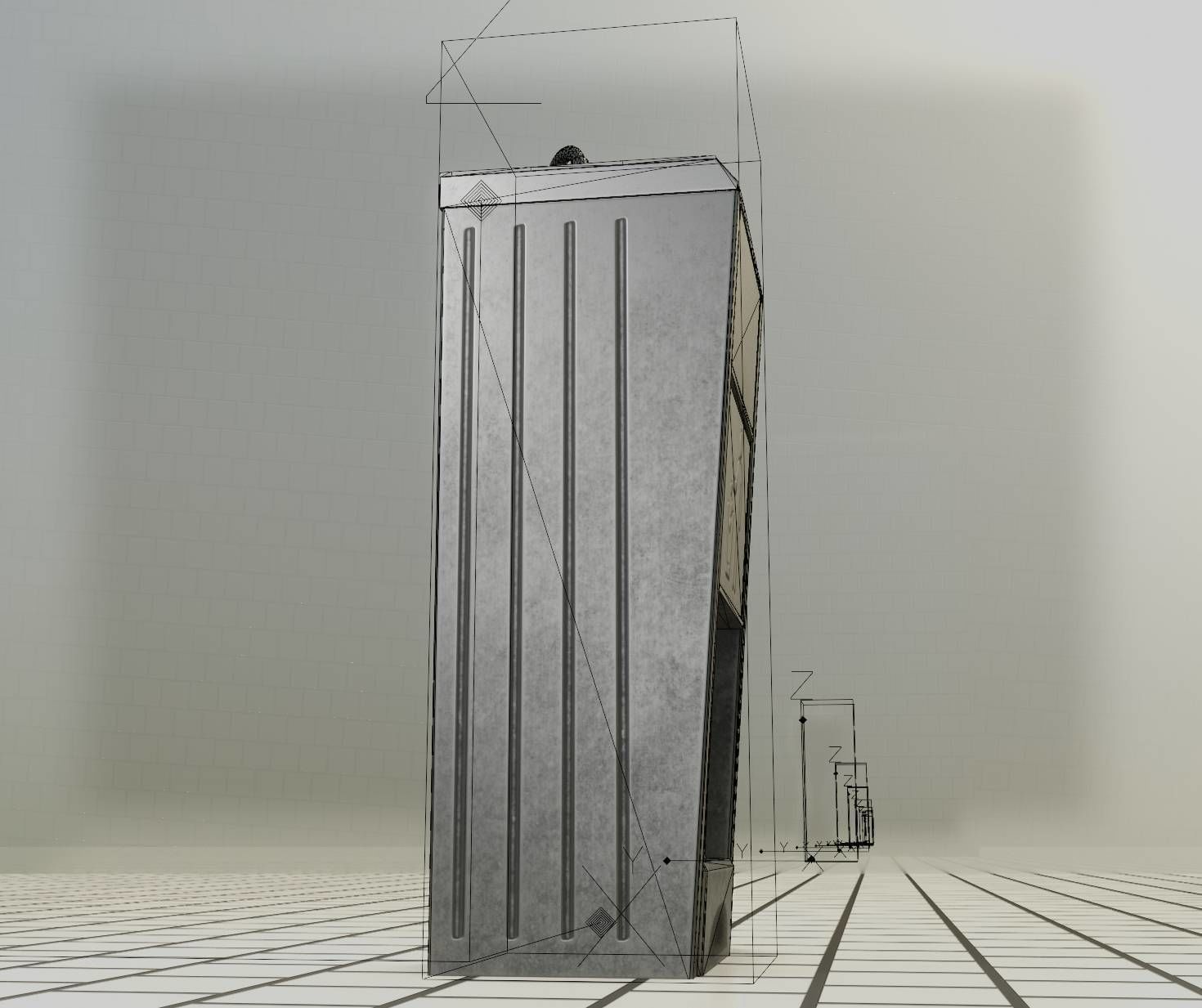 Public Metal Sink - 12- with Wastebin Low-poly 3D model_72