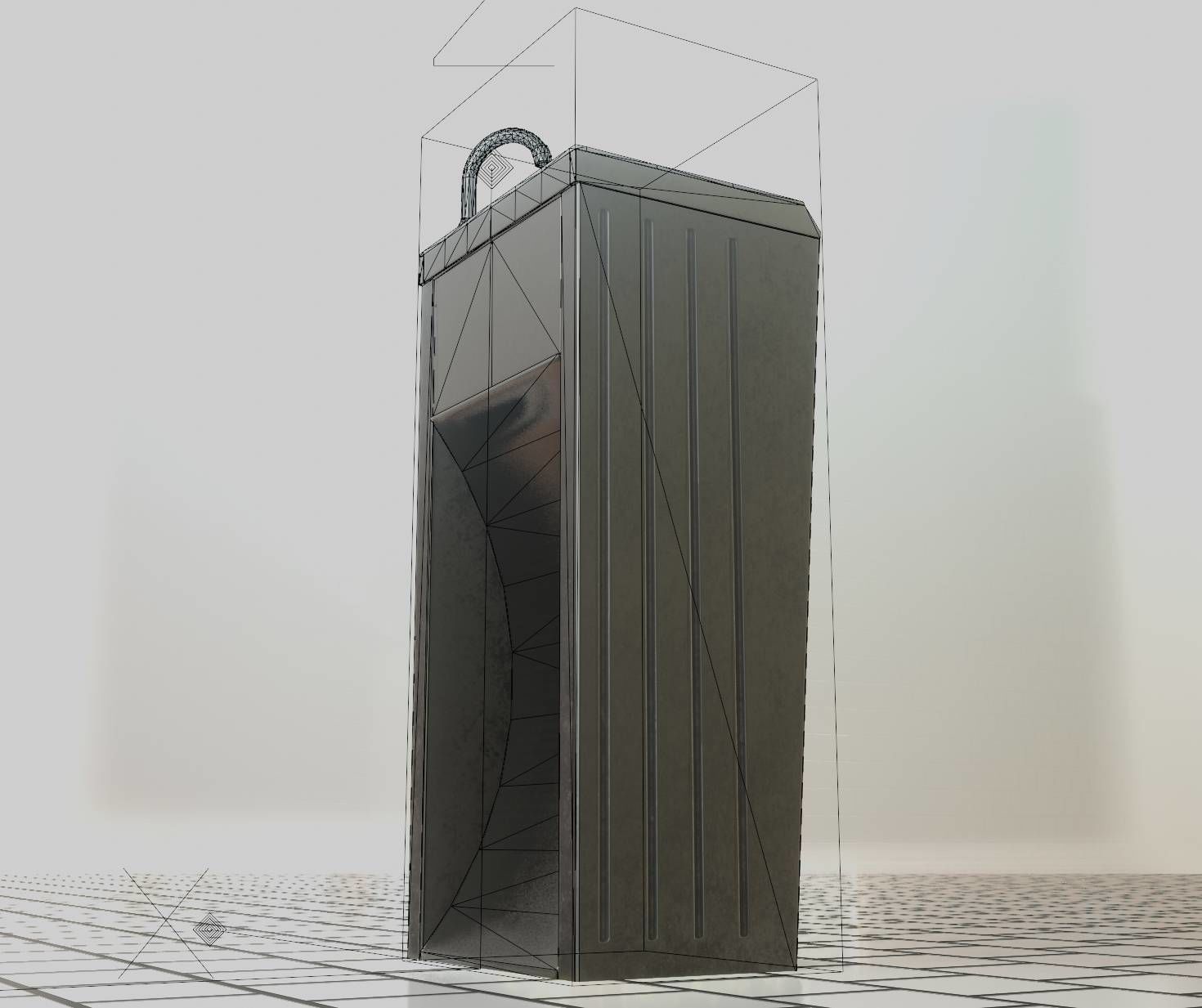 Public Metal Sink - 12- with Wastebin Low-poly 3D model_73