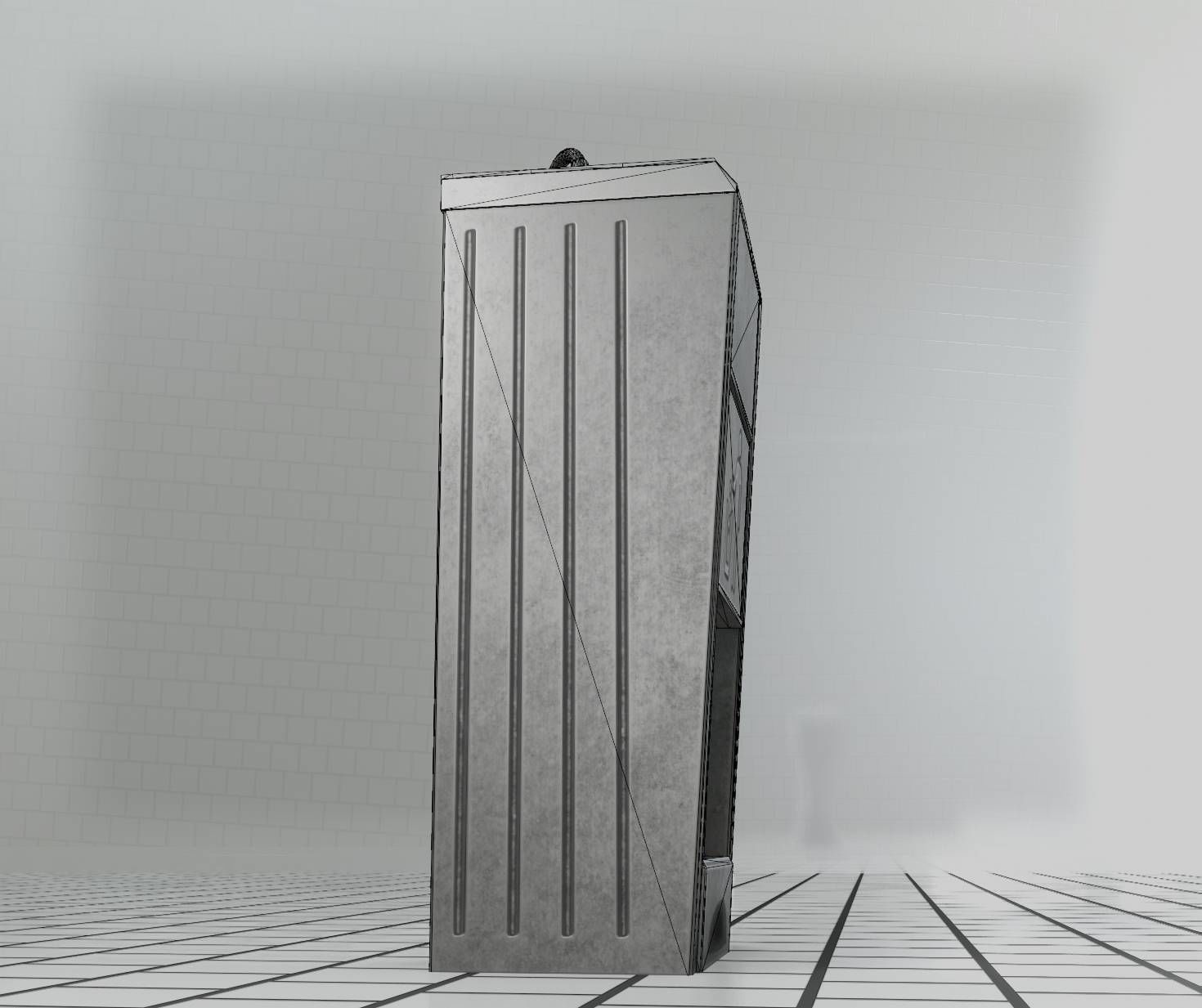 Public Metal Sink - 12- with Wastebin Low-poly 3D model_41