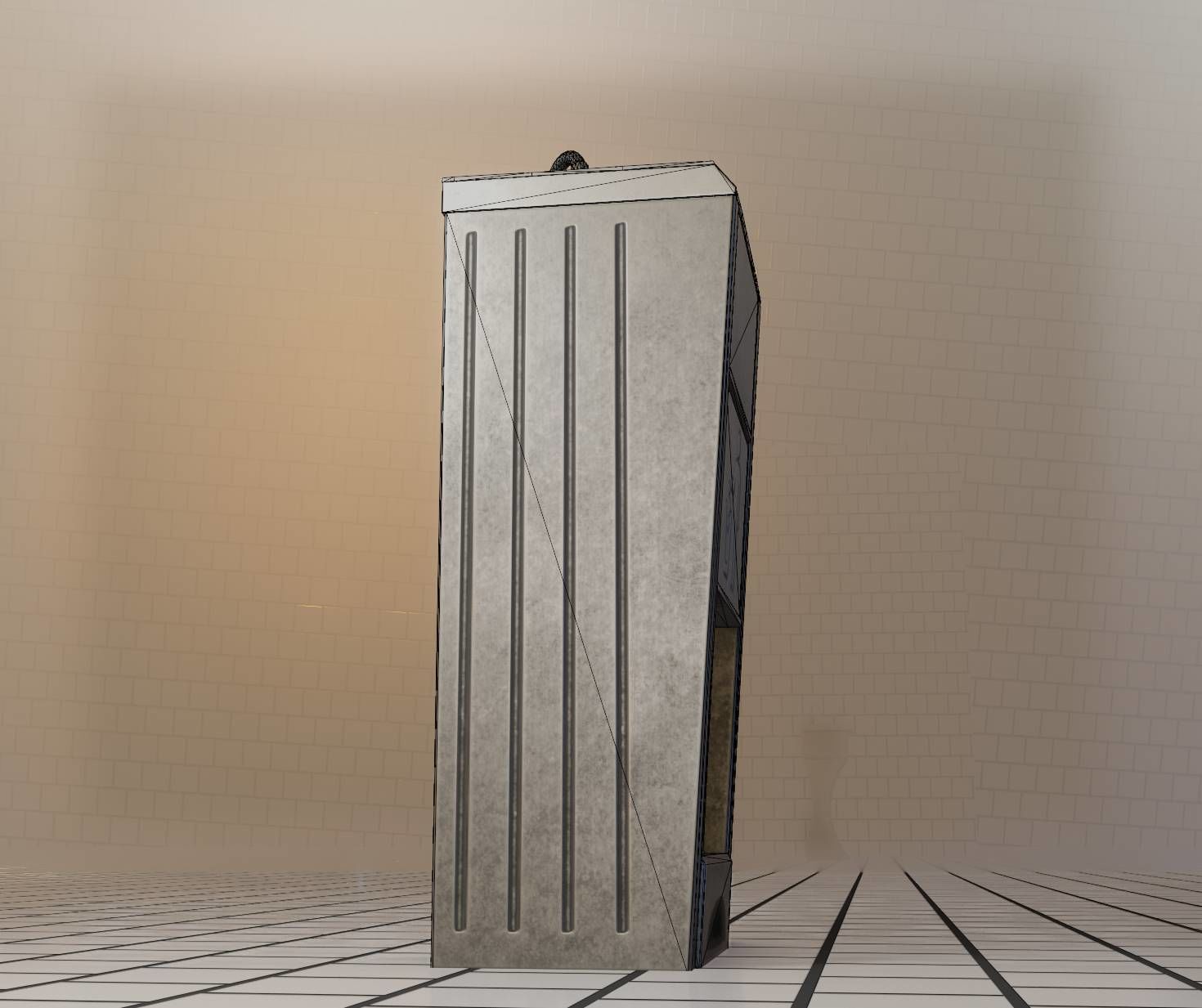 Public Metal Sink - 12- with Wastebin Low-poly 3D model_10