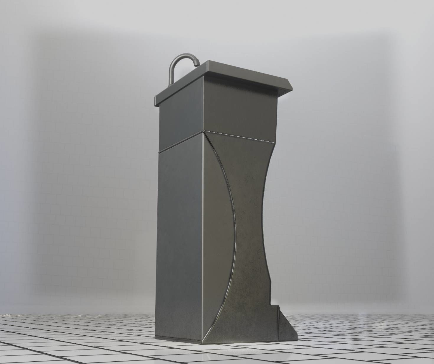 Public Metal Sink - 11 - Futuristic Low-poly 3D model_18