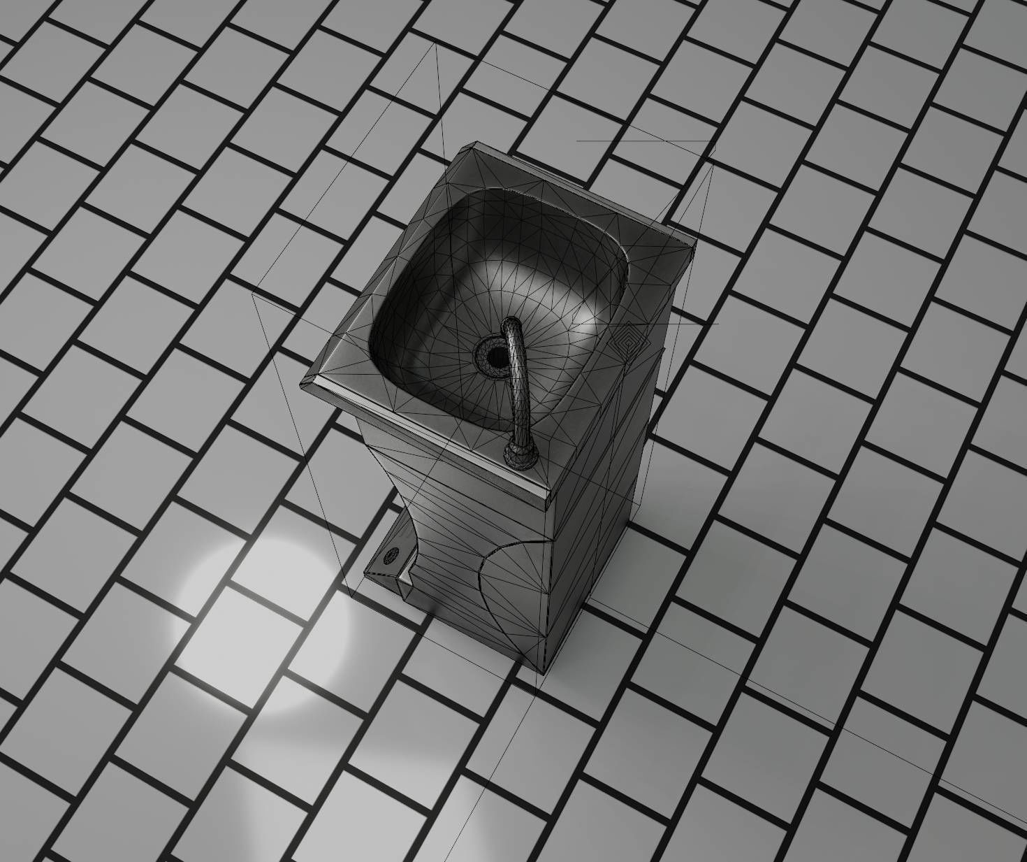 Public Metal Sink - 11 - Futuristic Low-poly 3D model_53