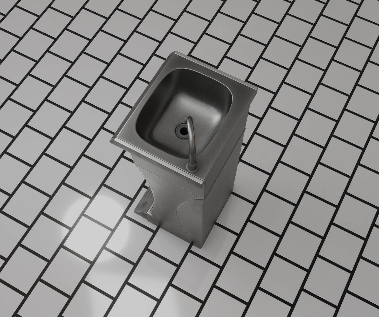 Public Metal Sink - 11 - Futuristic Low-poly 3D model_84