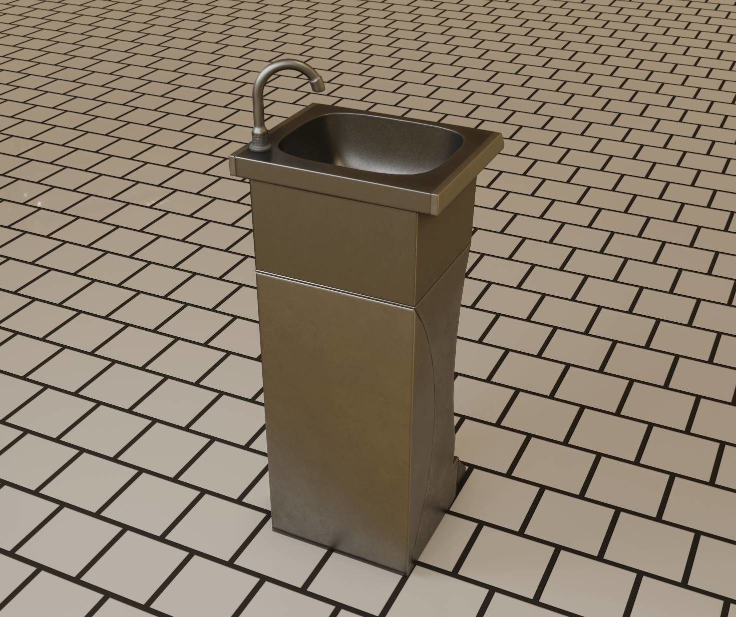 Public Metal Sink - 11 - Futuristic Low-poly 3D model_91