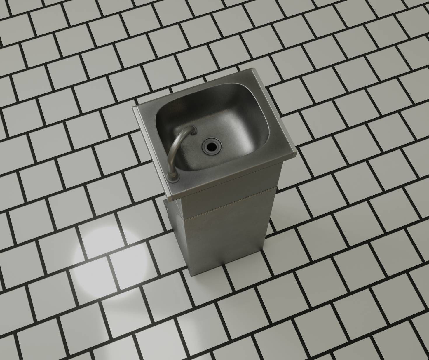 Public Metal Sink - 11 - Futuristic Low-poly 3D model_21