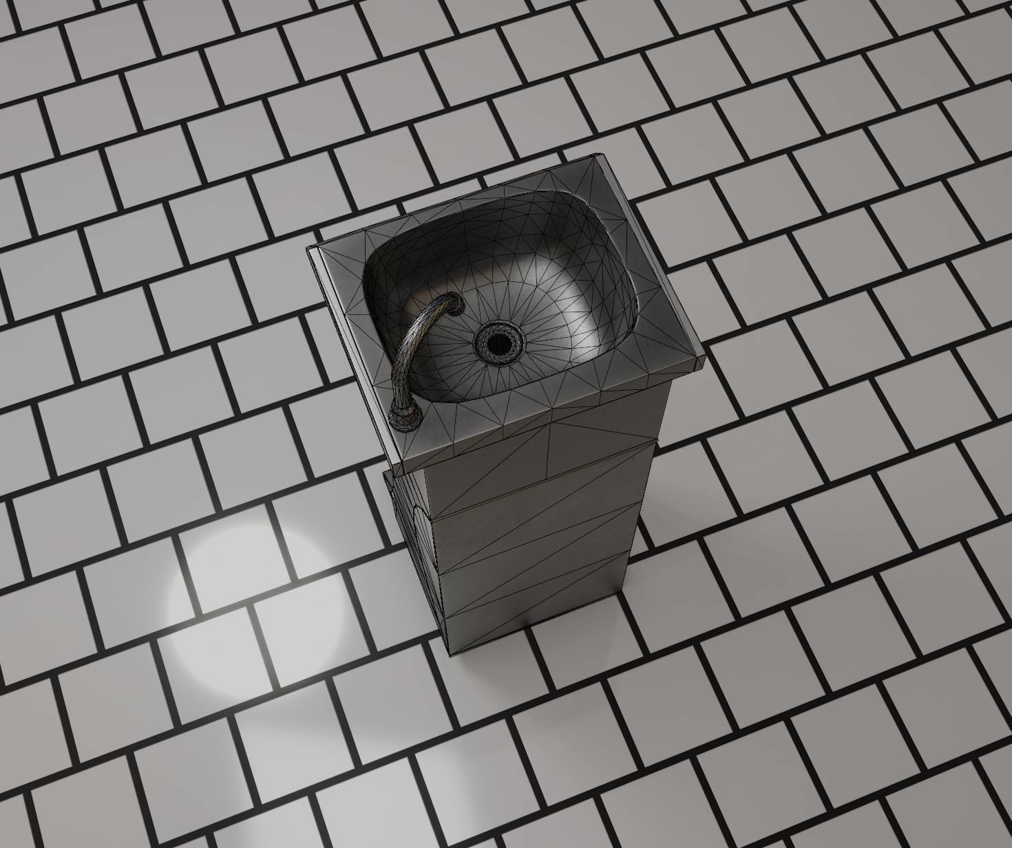 Public Metal Sink - 11 - Futuristic Low-poly 3D model_83