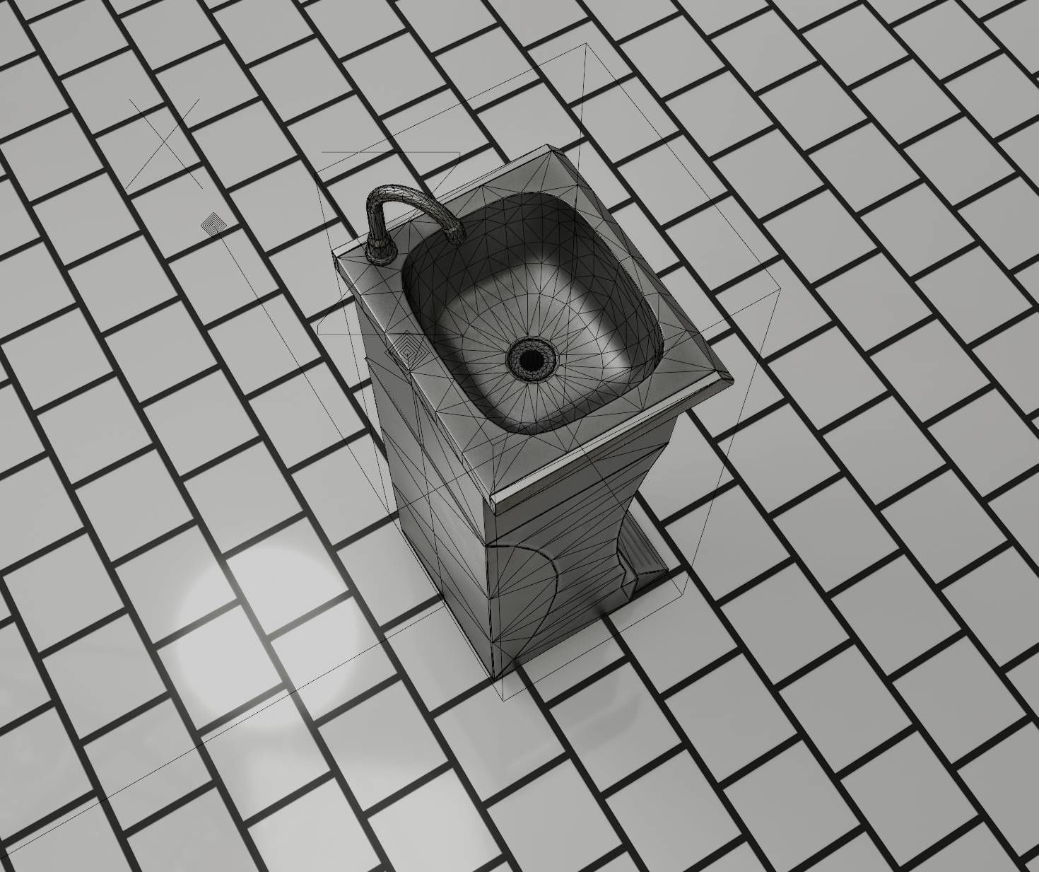 Public Metal Sink - 11 - Futuristic Low-poly 3D model_19