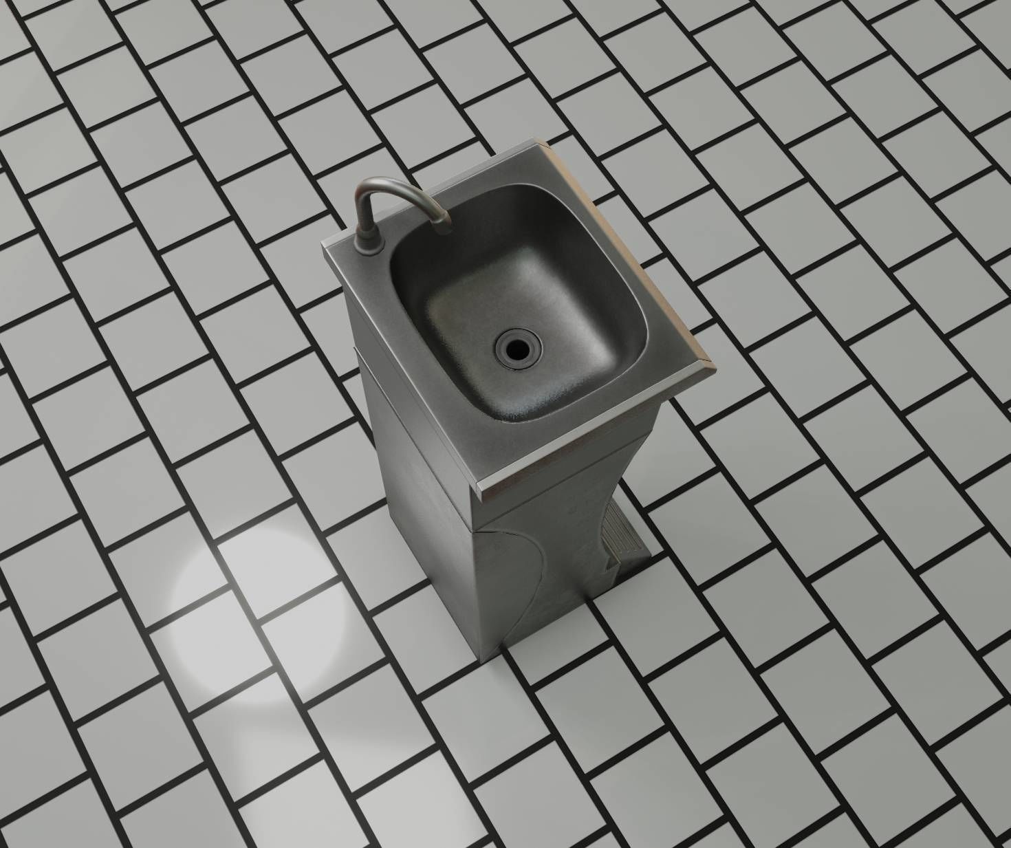 Public Metal Sink - 11 - Futuristic Low-poly 3D model_50