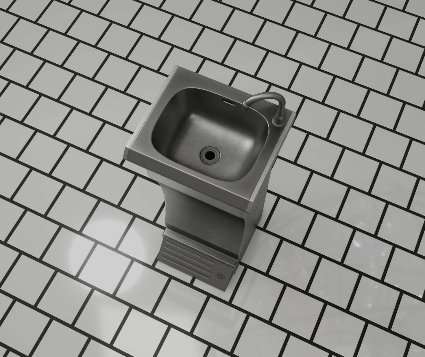 Public Metal Sink - 11 - Futuristic Low-poly 3D model_86