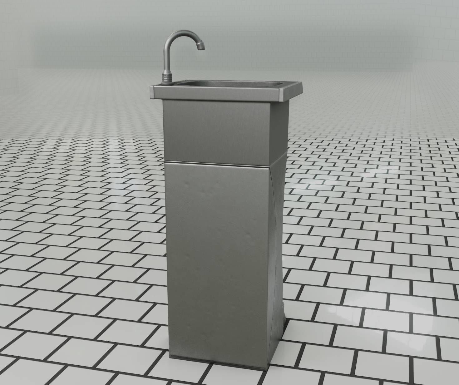 Public Metal Sink - 11 - Futuristic Low-poly 3D model_72
