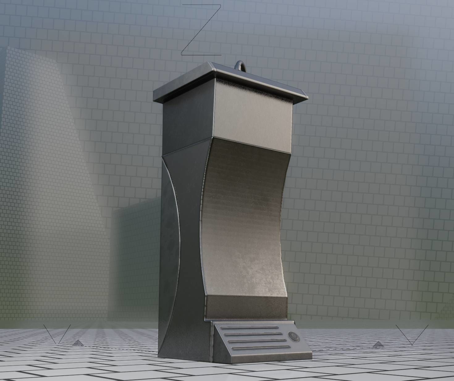 Public Metal Sink - 11 - Futuristic Low-poly 3D model_47