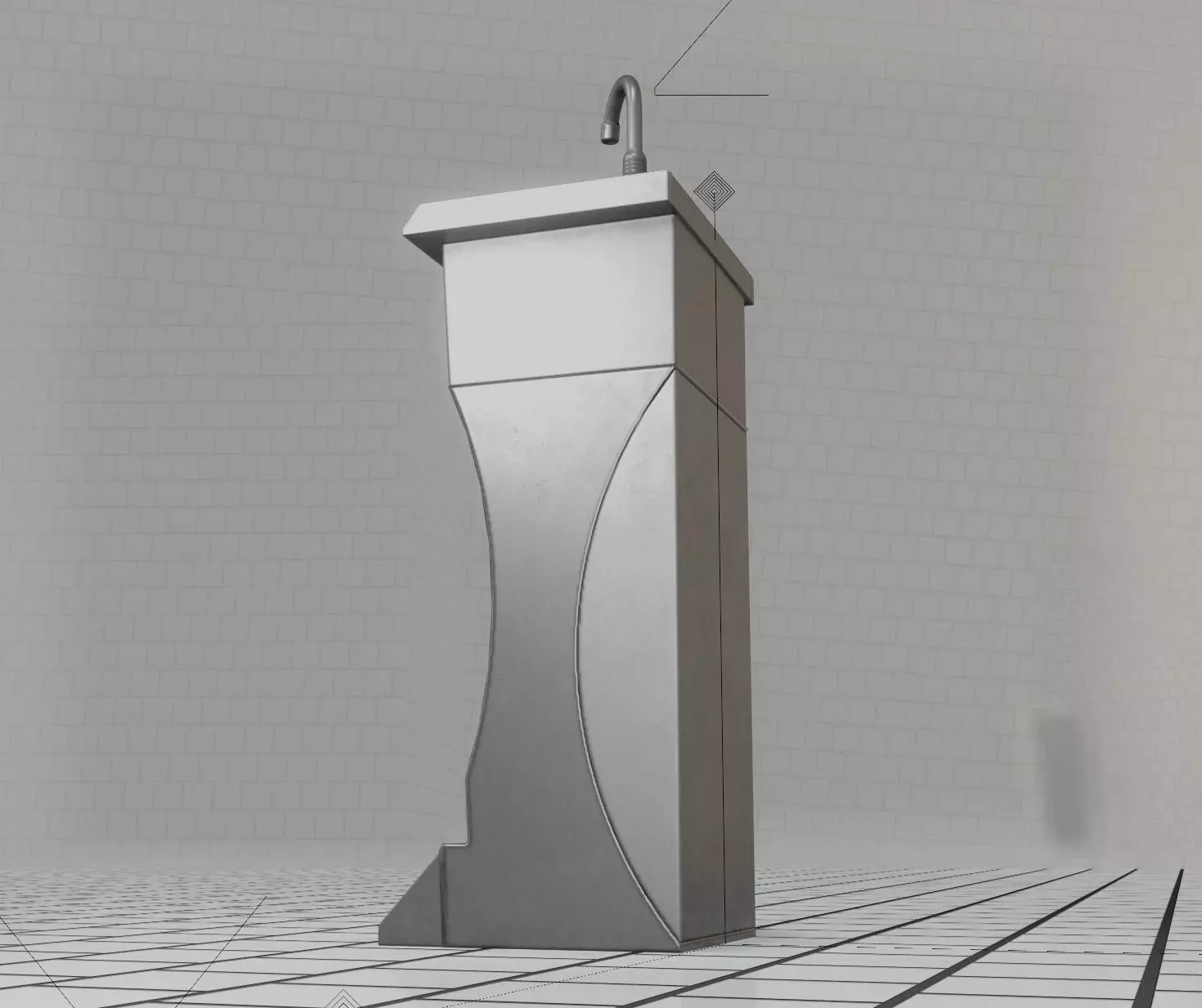 Public Metal Sink - 11 - Futuristic Low-poly 3D model_0