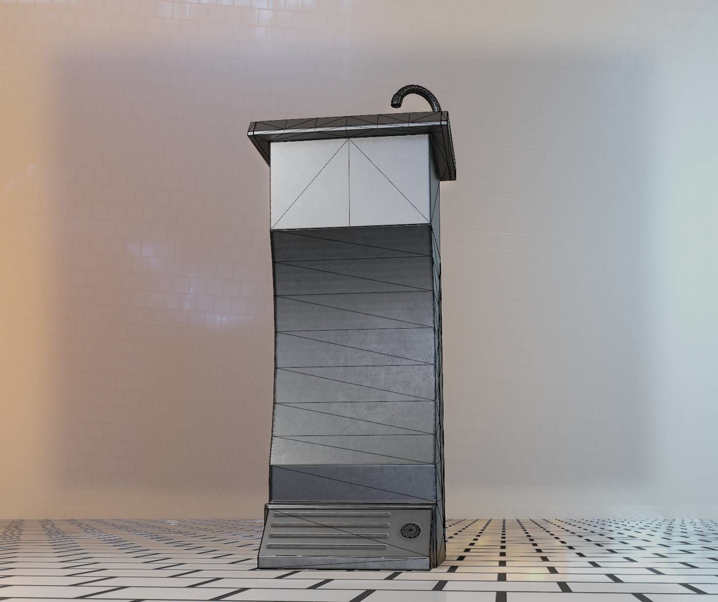 Public Metal Sink - 11 - Futuristic Low-poly 3D model_15