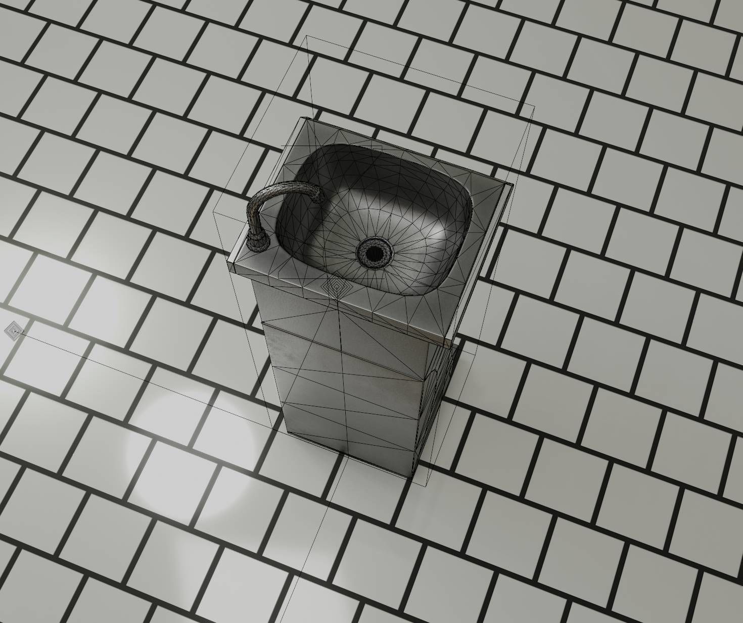 Public Metal Sink - 11 - Futuristic Low-poly 3D model_20