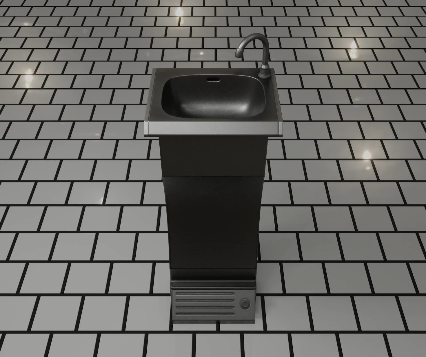 Public Metal Sink - 11 - Futuristic Low-poly 3D model_61