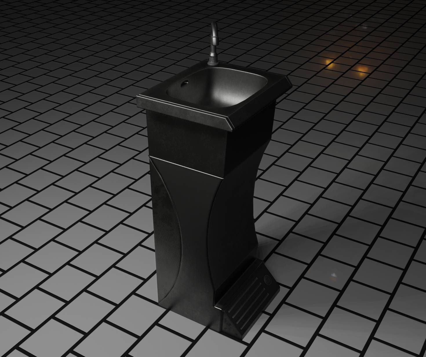 Public Metal Sink - 11 - Futuristic Low-poly 3D model_57