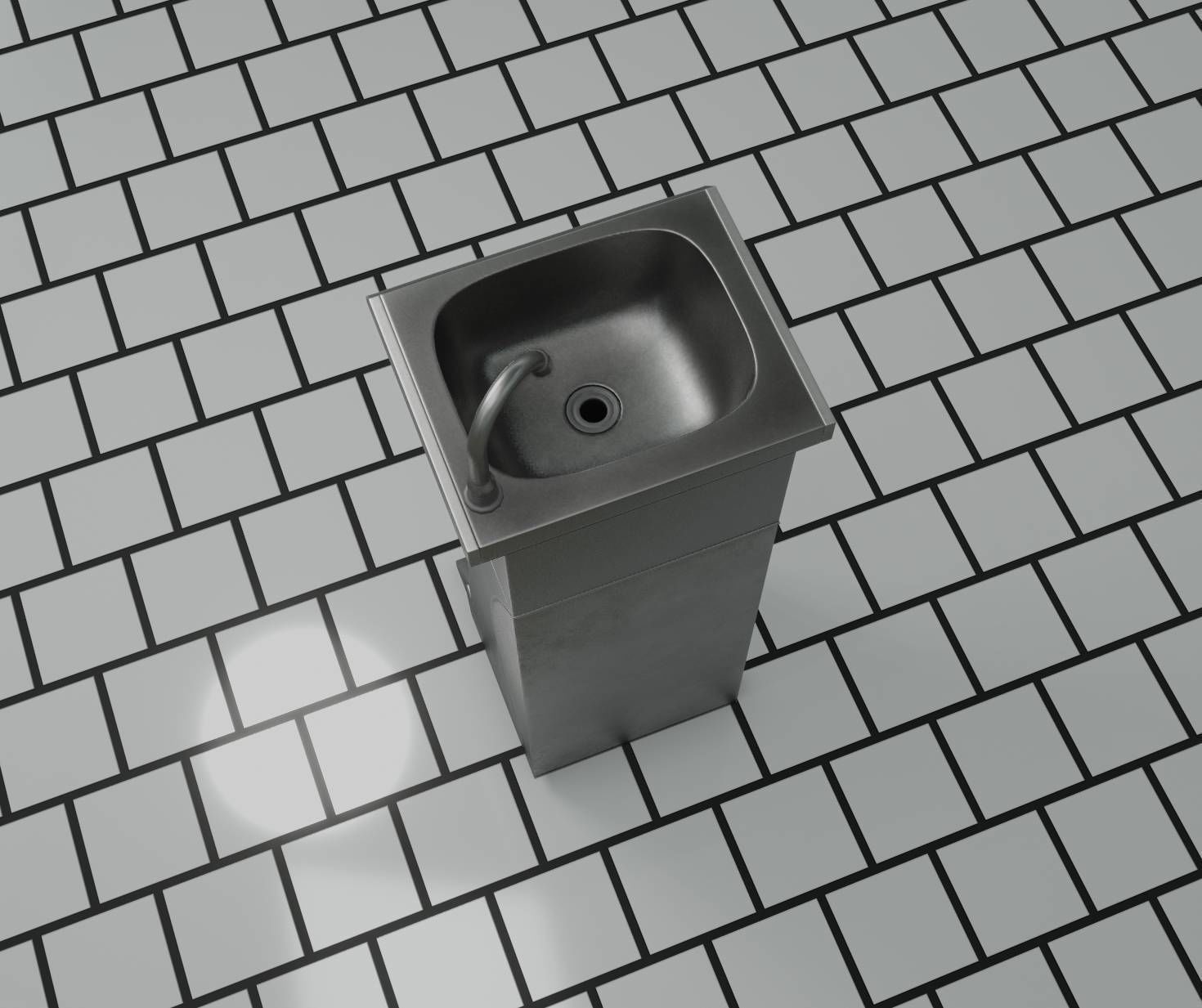 Public Metal Sink - 11 - Futuristic Low-poly 3D model_52