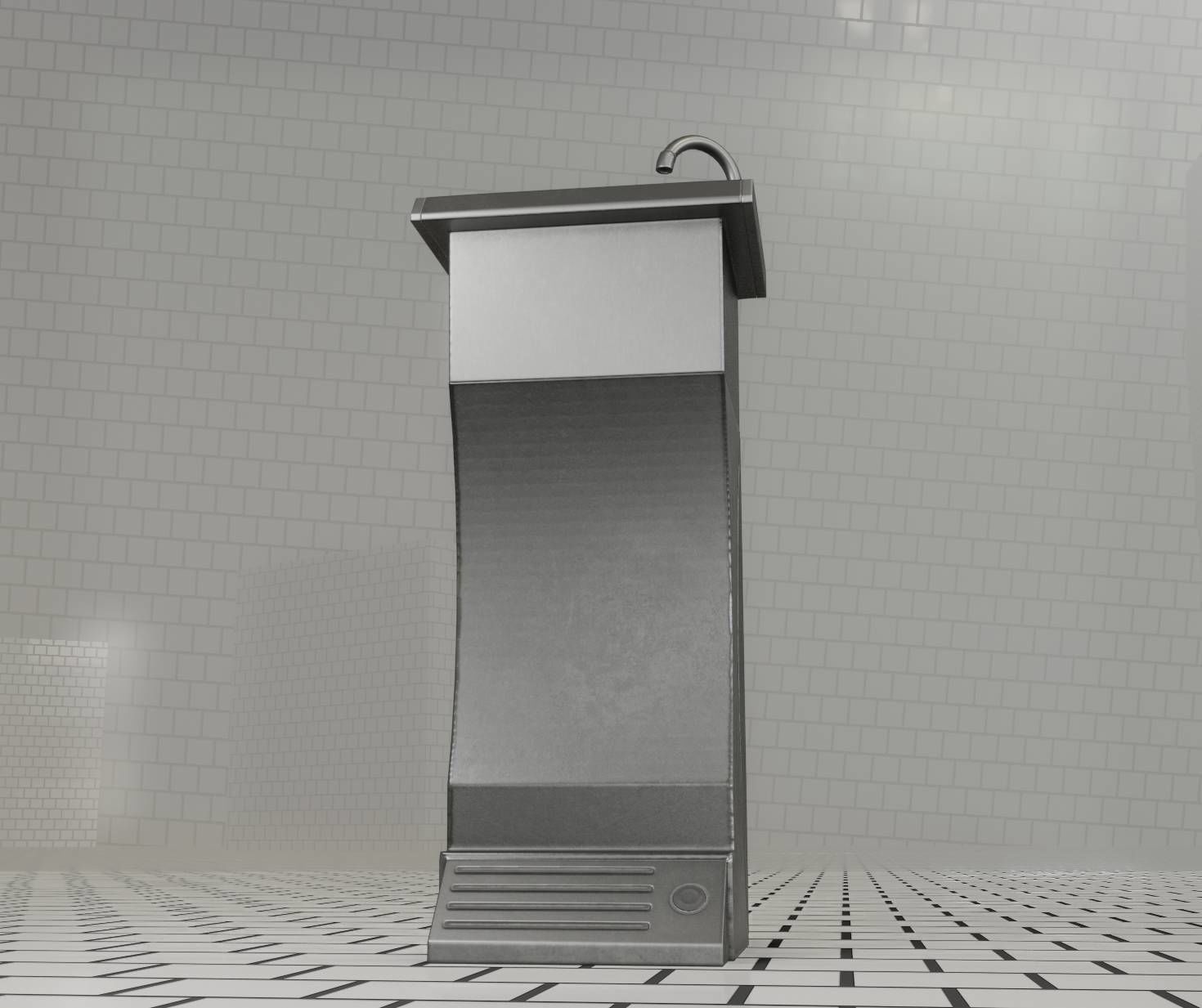 Public Metal Sink - 11 - Futuristic Low-poly 3D model_77