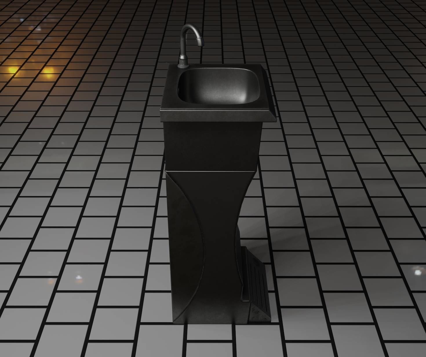 Public Metal Sink - 11 - Futuristic Low-poly 3D model_58