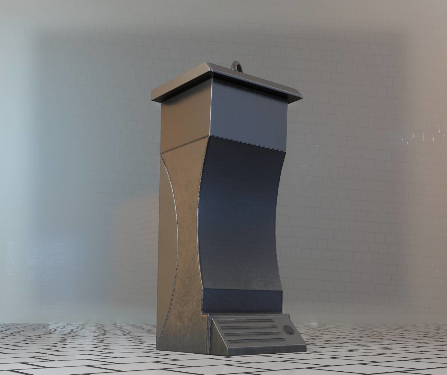 Public Metal Sink - 11 - Futuristic Low-poly 3D model_16