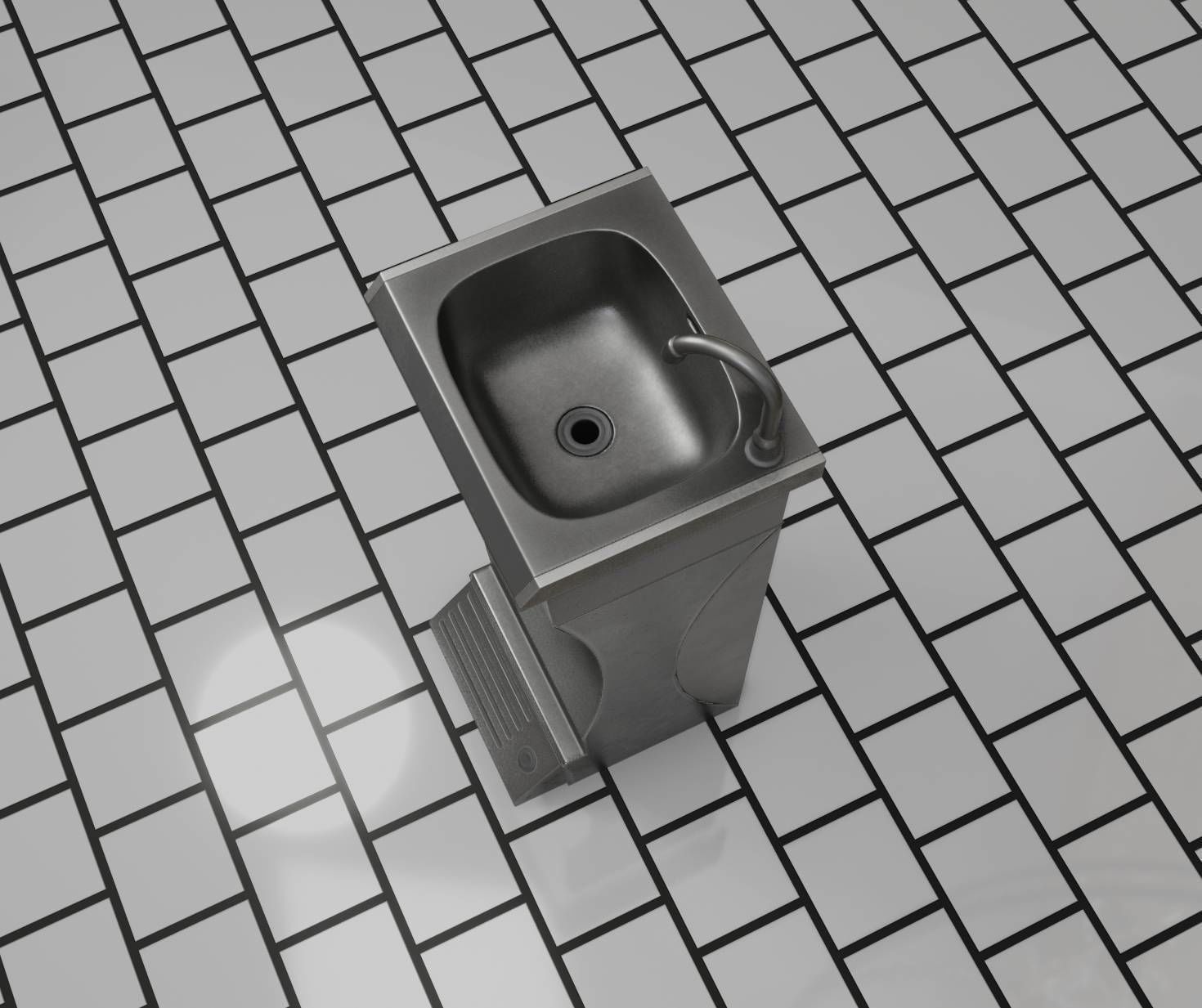 Public Metal Sink - 11 - Futuristic Low-poly 3D model_85