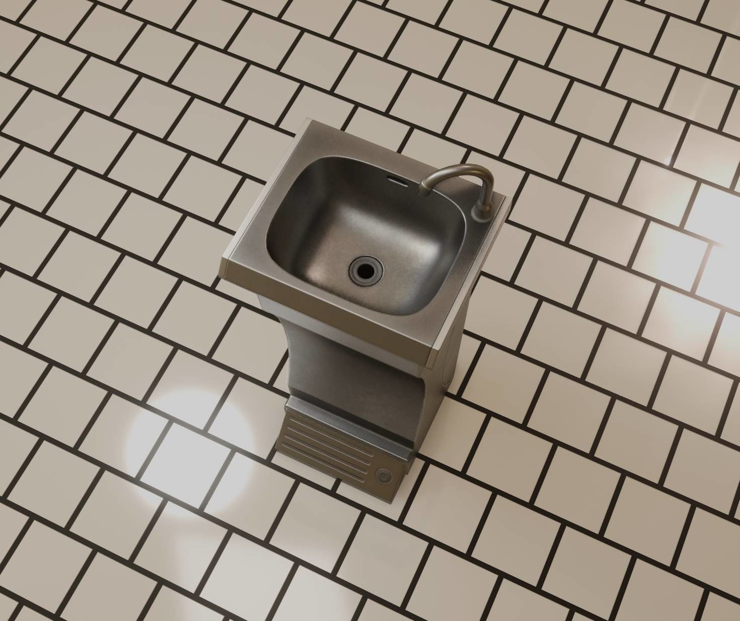 Public Metal Sink - 11 - Futuristic Low-poly 3D model_24