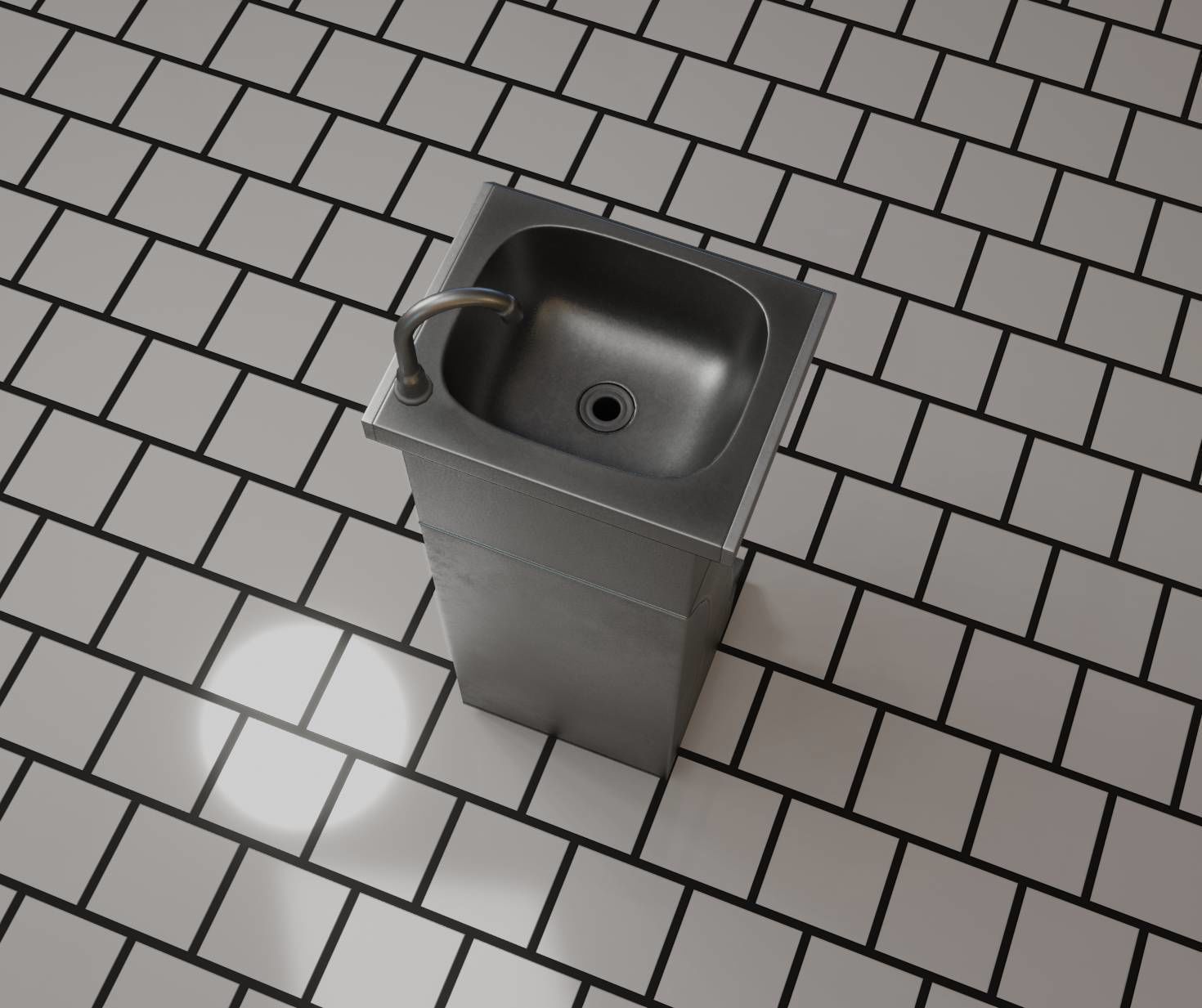 Public Metal Sink - 11 - Futuristic Low-poly 3D model_82