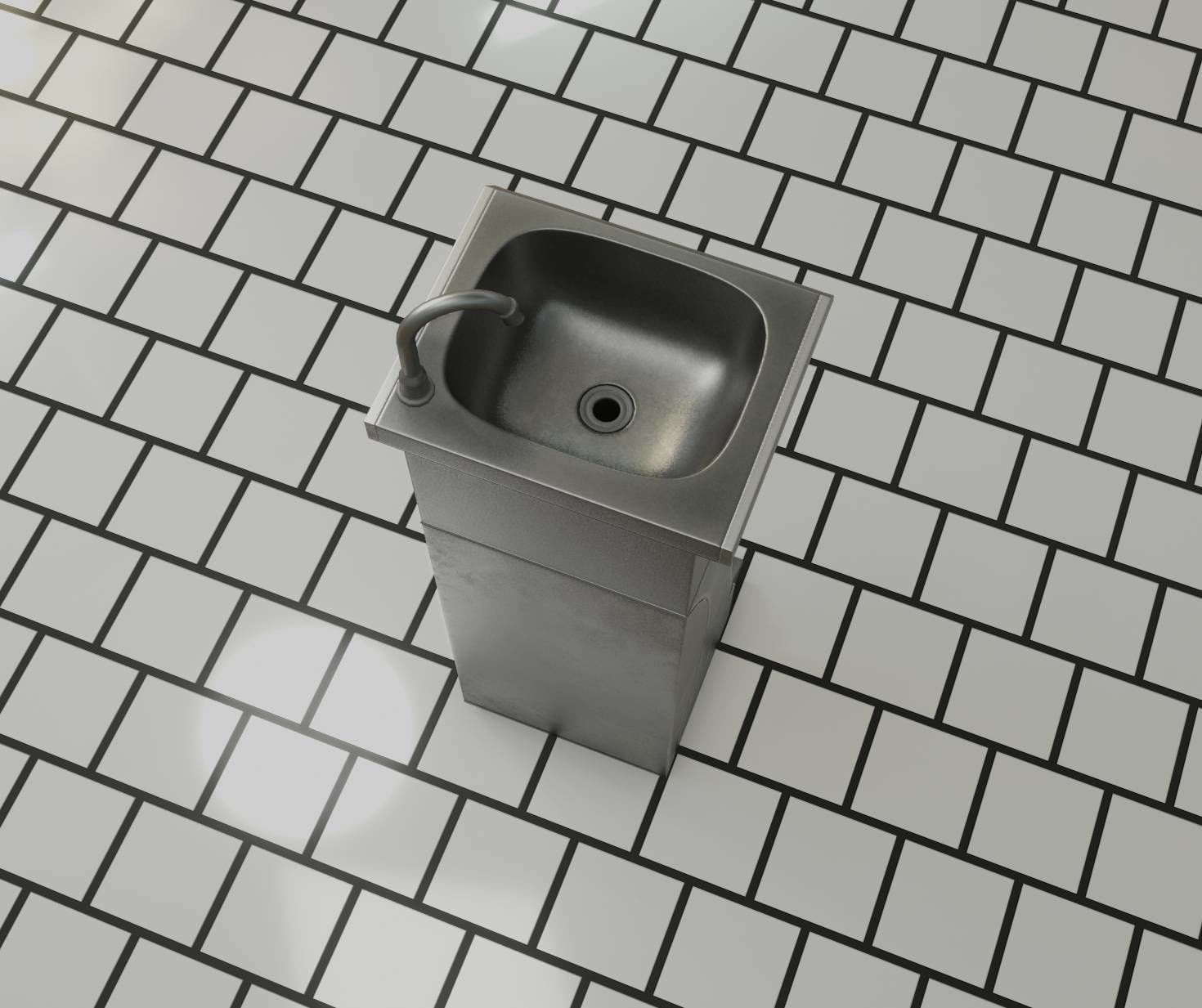 Public Metal Sink - 11 - Futuristic Low-poly 3D model_51