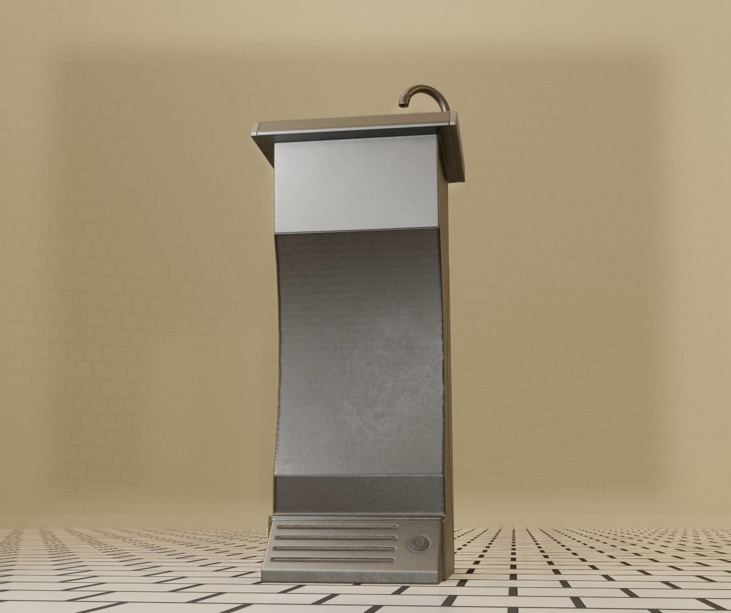 Public Metal Sink - 11 - Futuristic Low-poly 3D model_46