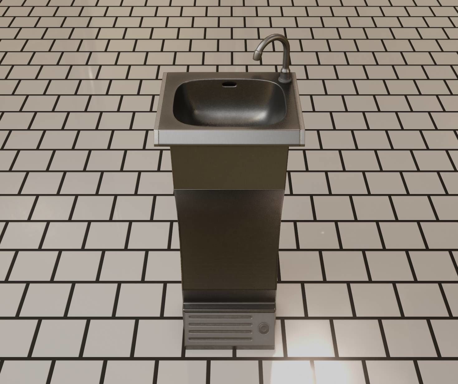 Public Metal Sink - 11 - Futuristic Low-poly 3D model_92