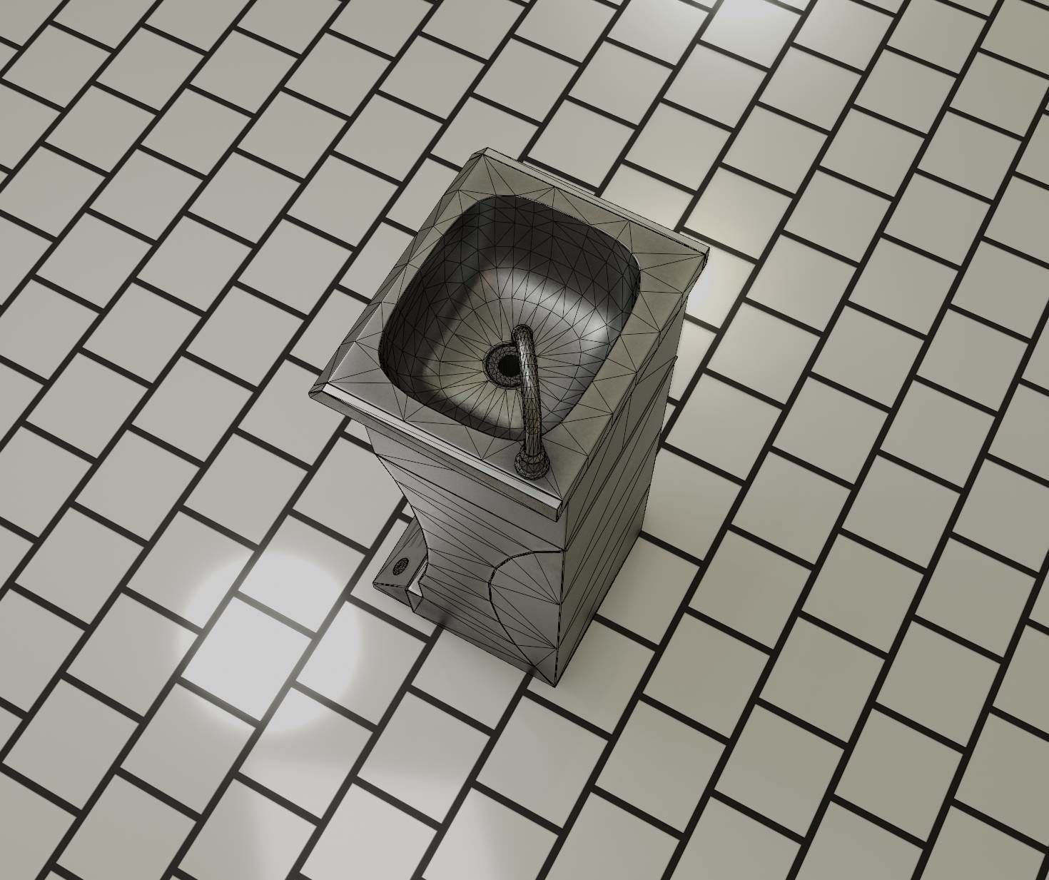 Public Metal Sink - 11 - Futuristic Low-poly 3D model_22