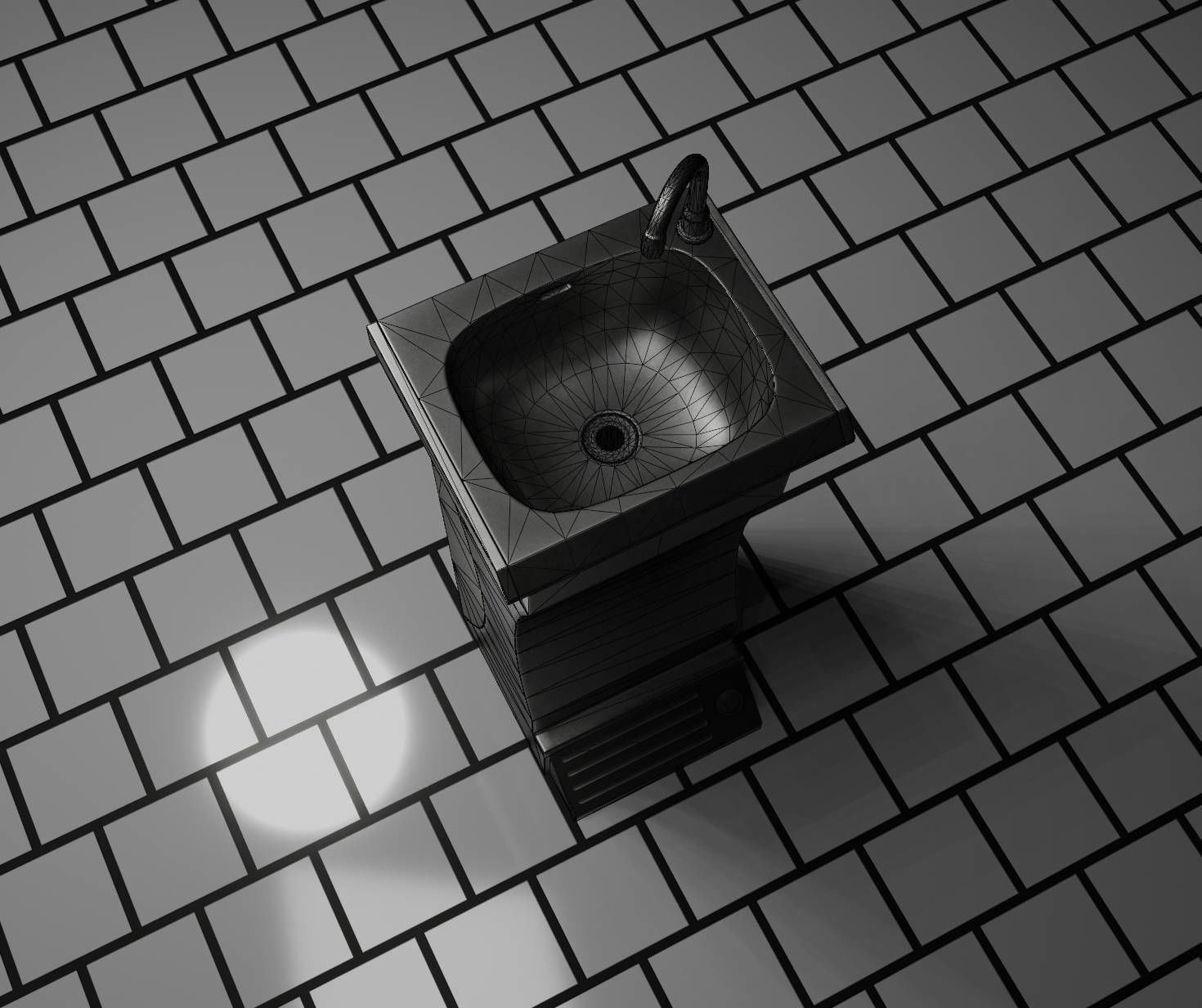 Public Metal Sink - 11 - Futuristic Low-poly 3D model_56