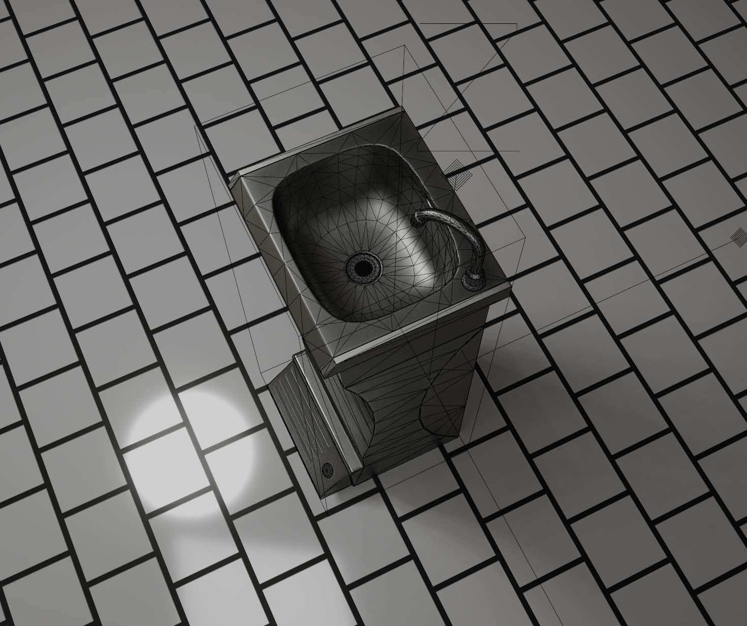 Public Metal Sink - 11 - Futuristic Low-poly 3D model_54