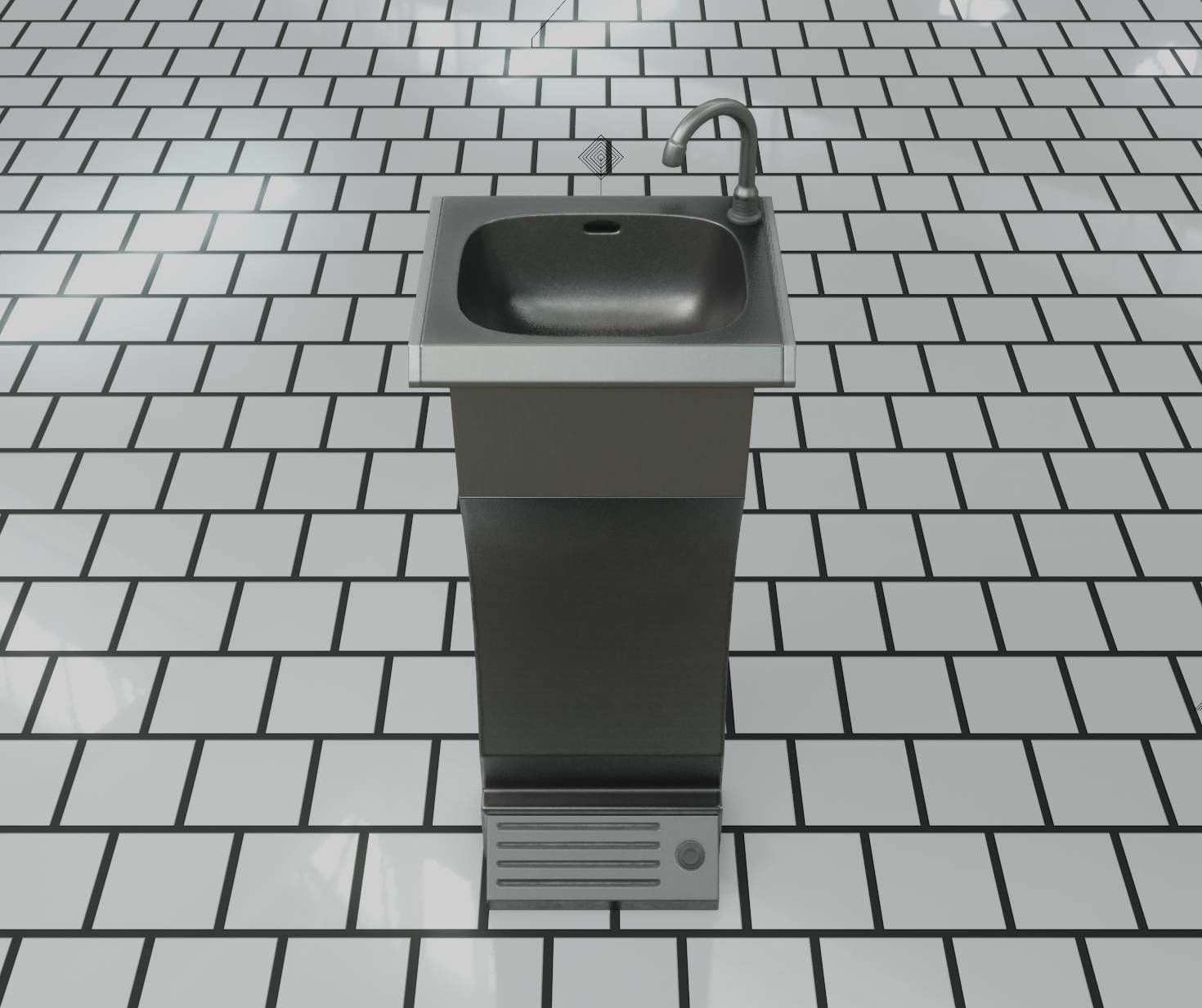 Public Metal Sink - 11 - Futuristic Low-poly 3D model_30