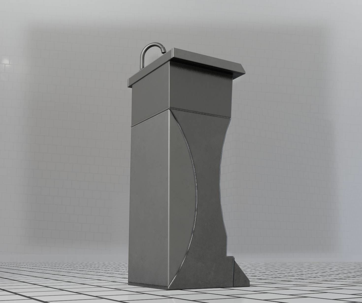 Public Metal Sink - 11 - Futuristic Low-poly 3D model_80