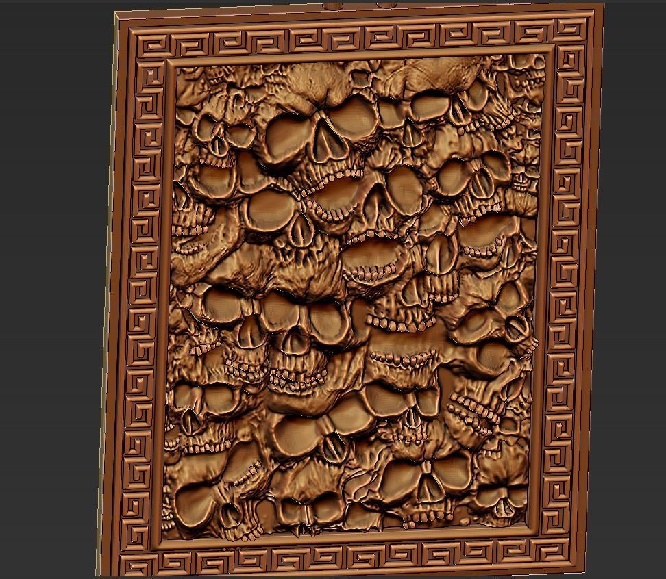 Skulls silver pendant 3D print model_1