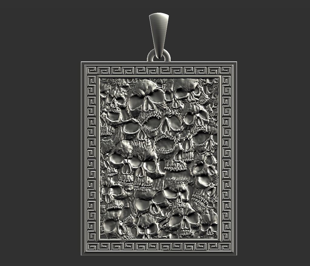 Skulls silver pendant 3D print model_2
