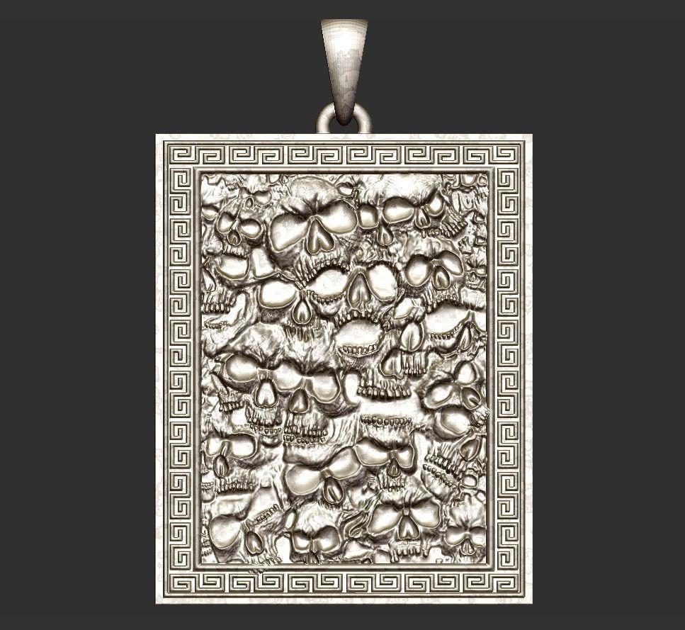 Skulls silver pendant 3D print model_3