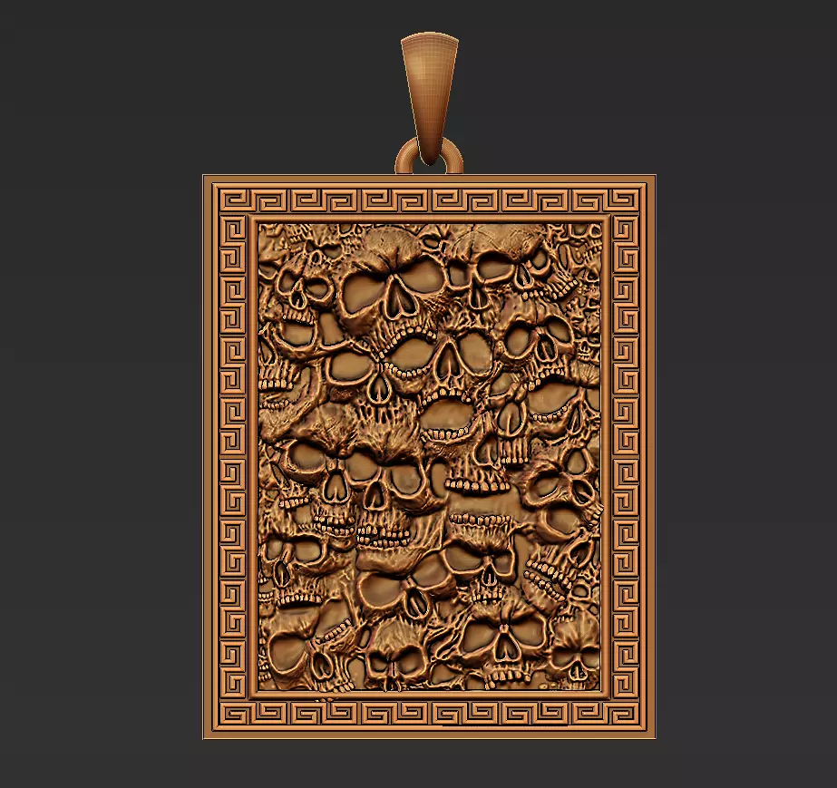 Skulls silver pendant 3D print model_0