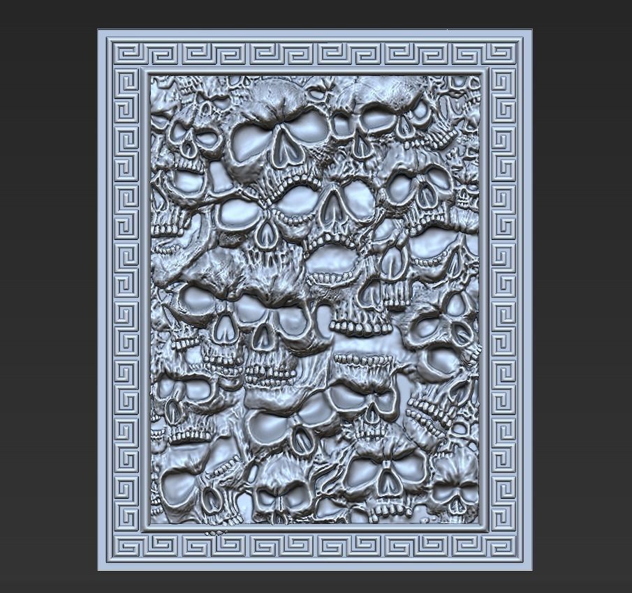 Skulls silver pendant 3D print model_5