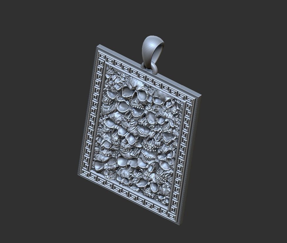 Skulls silver pendant 3D print model_6
