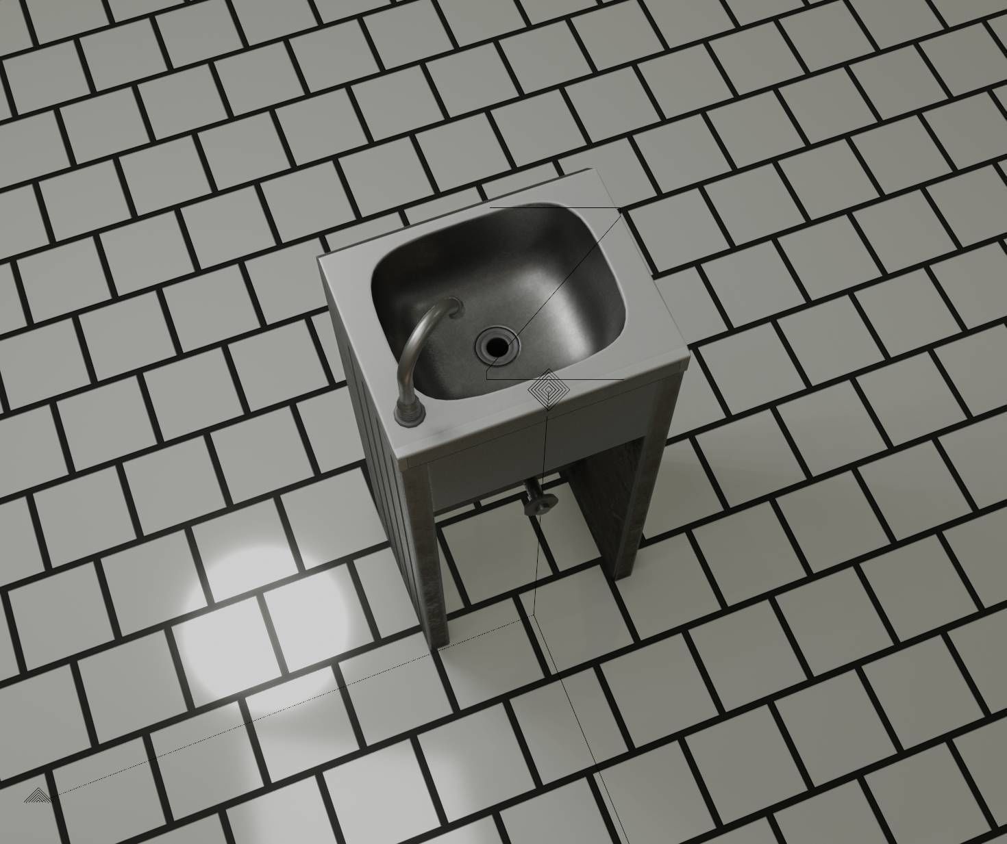 Public Metal Sink - 10 - Simple Compact Low-poly 3D model_29