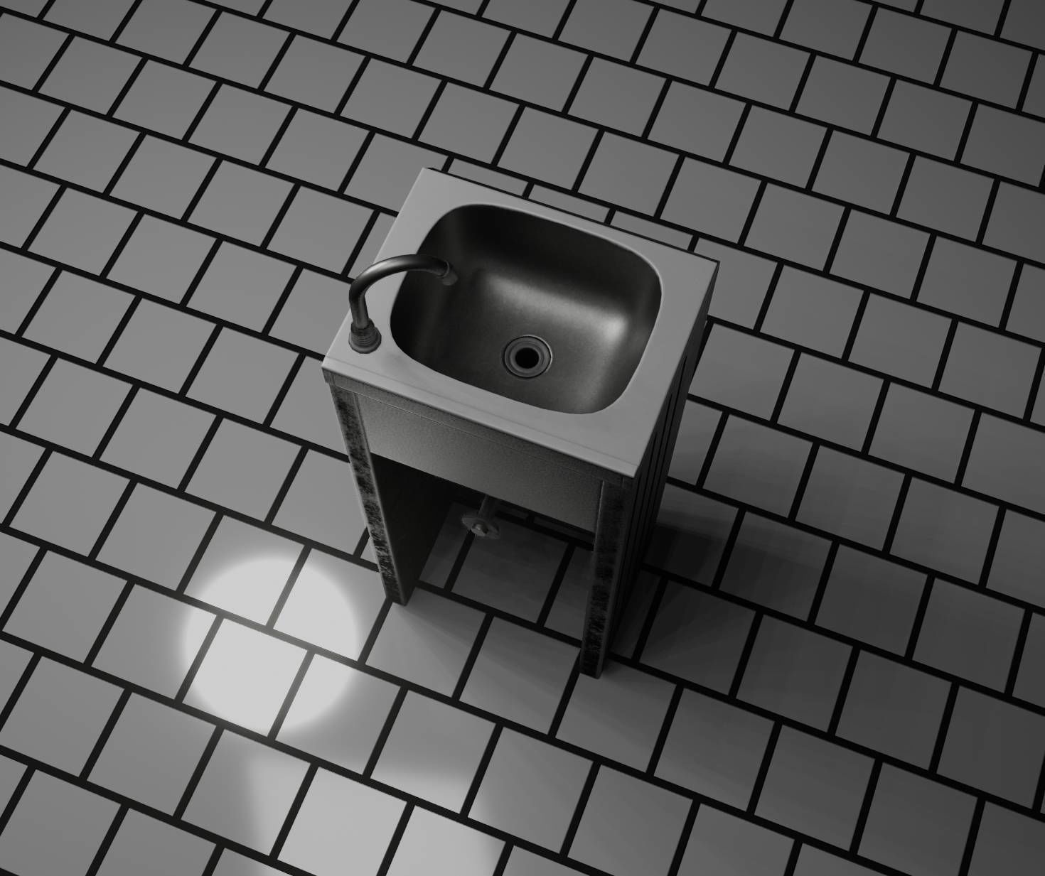 Public Metal Sink - 10 - Simple Compact Low-poly 3D model_90