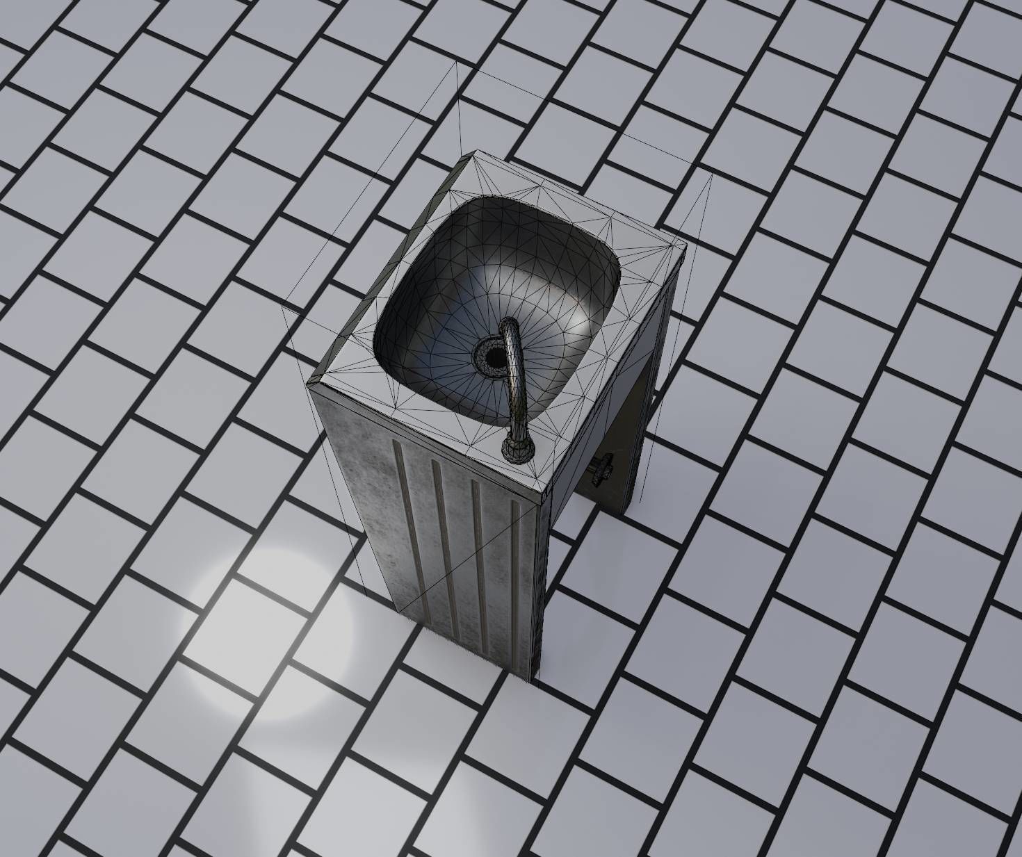 Public Metal Sink - 10 - Simple Compact Low-poly 3D model_61
