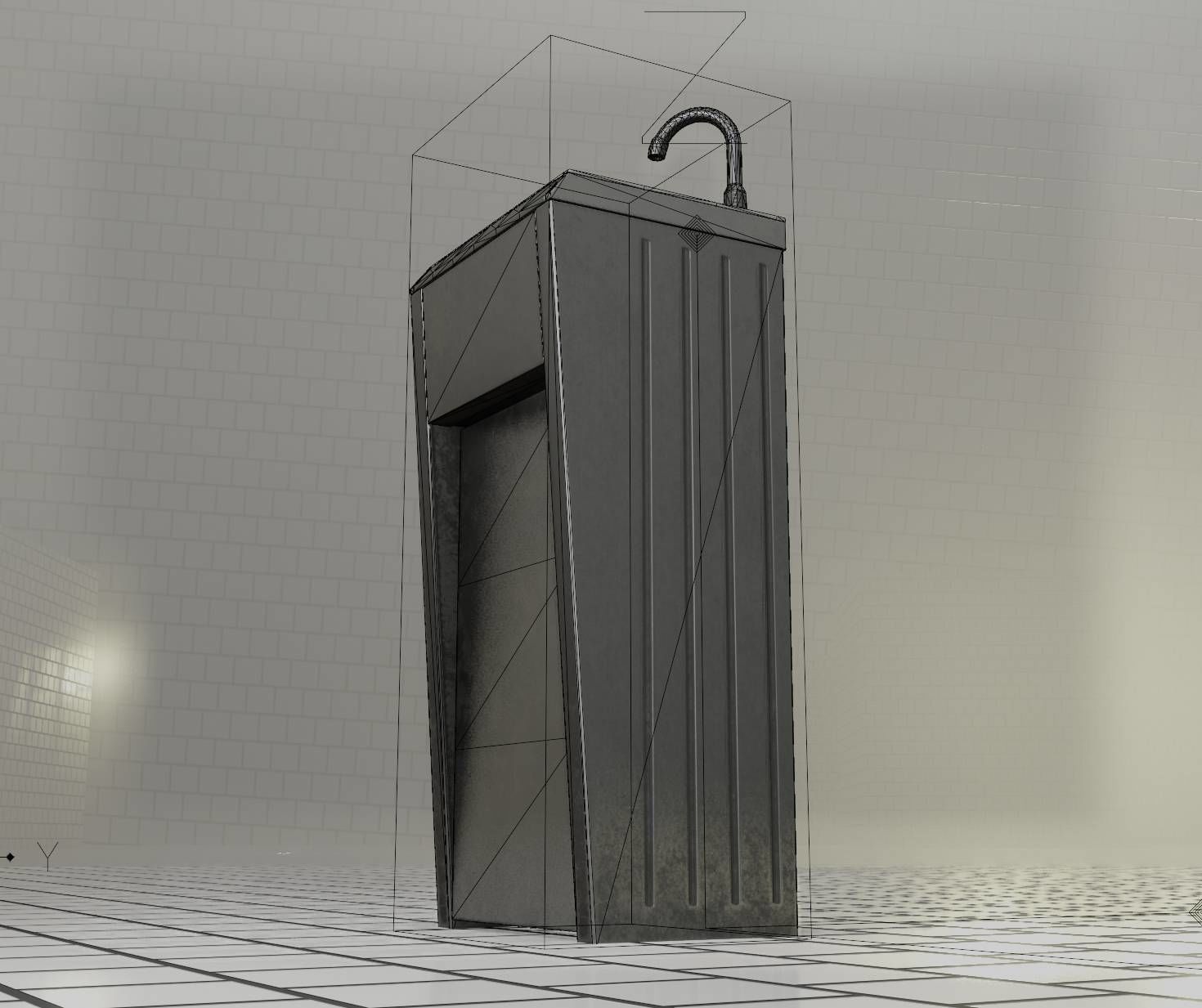 Public Metal Sink - 10 - Simple Compact Low-poly 3D model_53