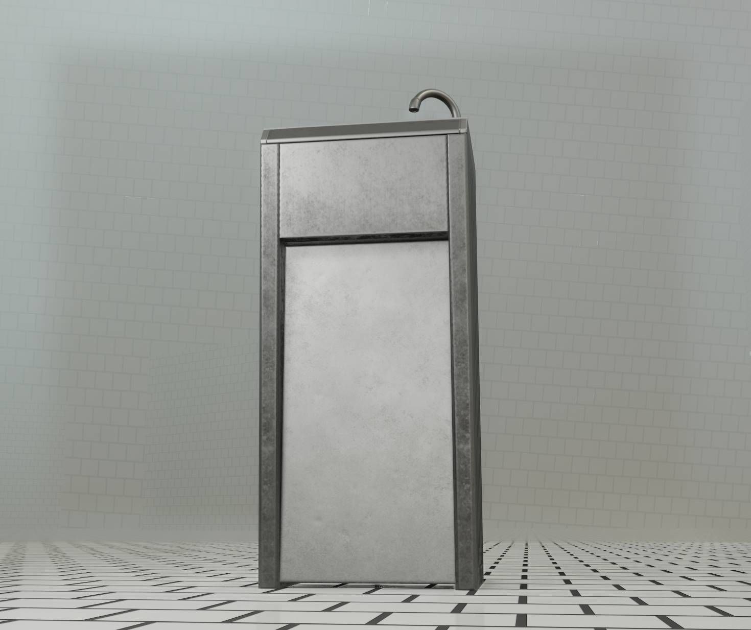 Public Metal Sink - 10 - Simple Compact Low-poly 3D model_85