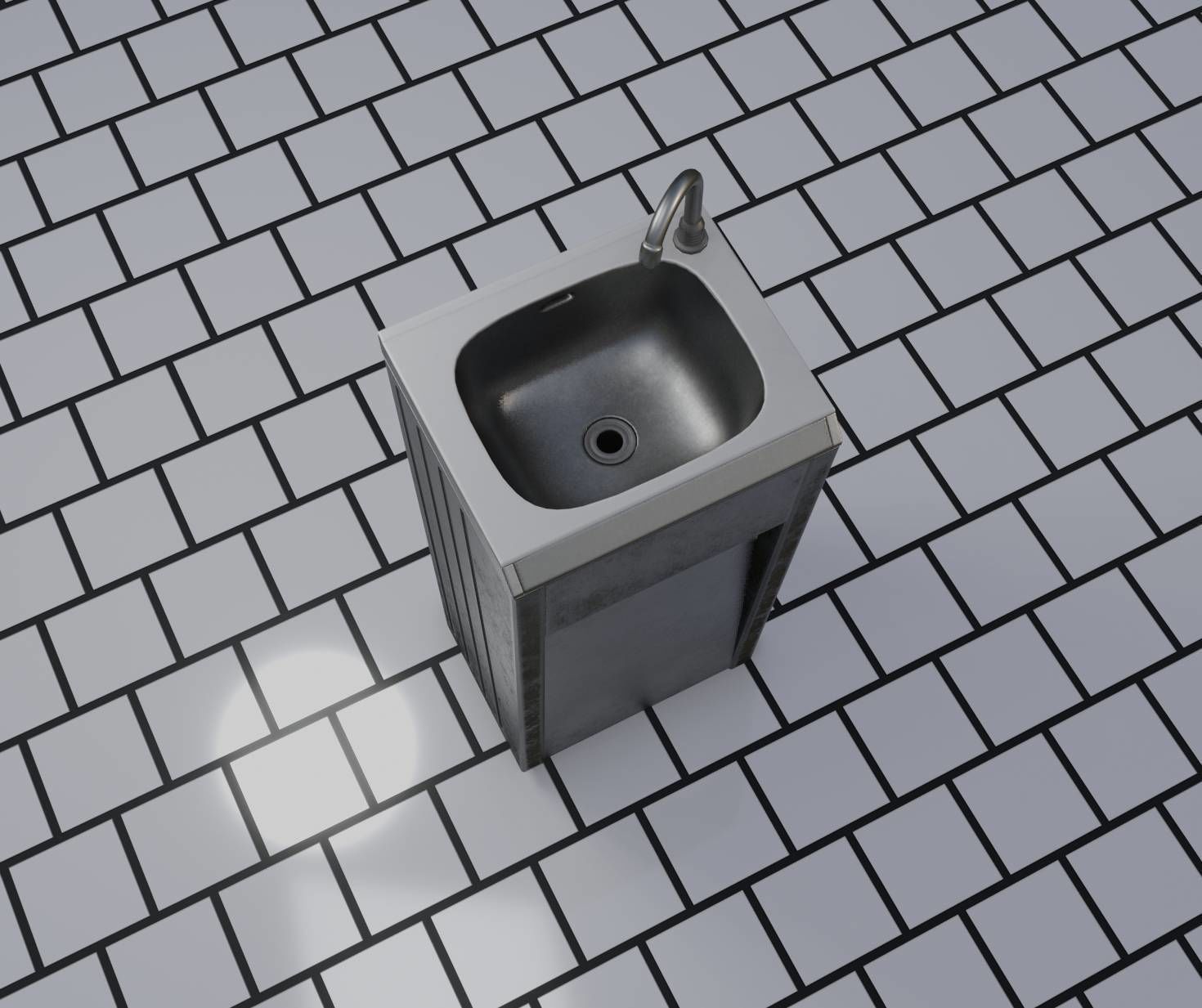 Public Metal Sink - 10 - Simple Compact Low-poly 3D model_33