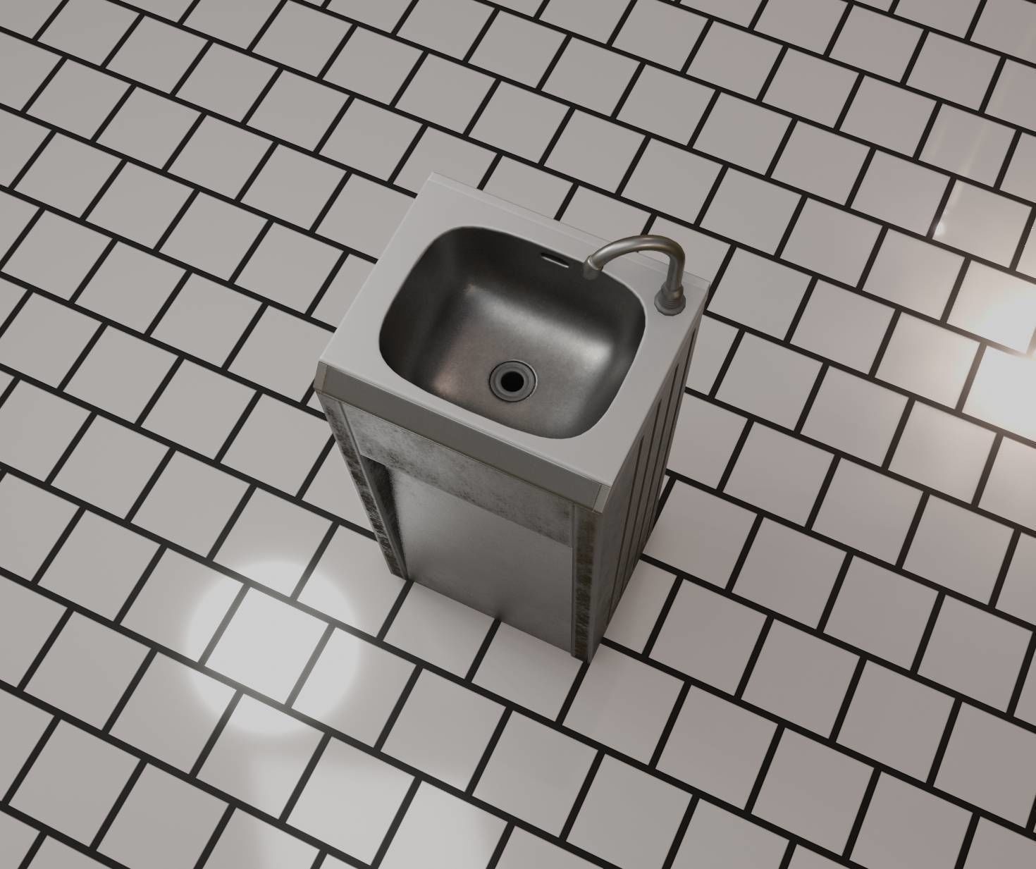 Public Metal Sink - 10 - Simple Compact Low-poly 3D model_31